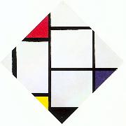 Piet Mondrian Lozenge Composition with Red, Gray, Blue, Yellow, and Black oil painting reproduction